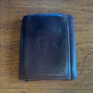 Vintage Christian Dior embossed logo brown leather trifold men’s wallet